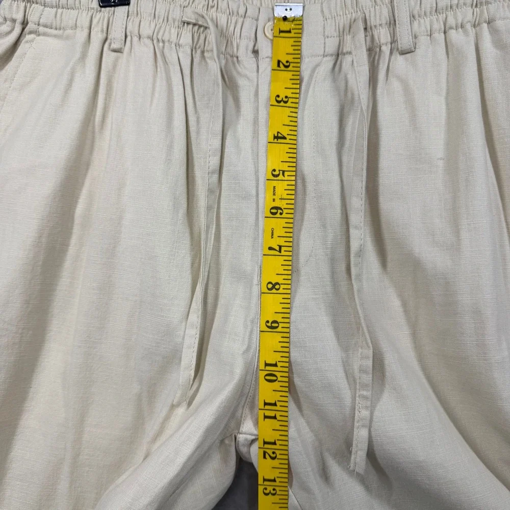 SAILWIND Linen Blend Pants Mens 34 Beige Drawstring Beach Casual Resortwear
